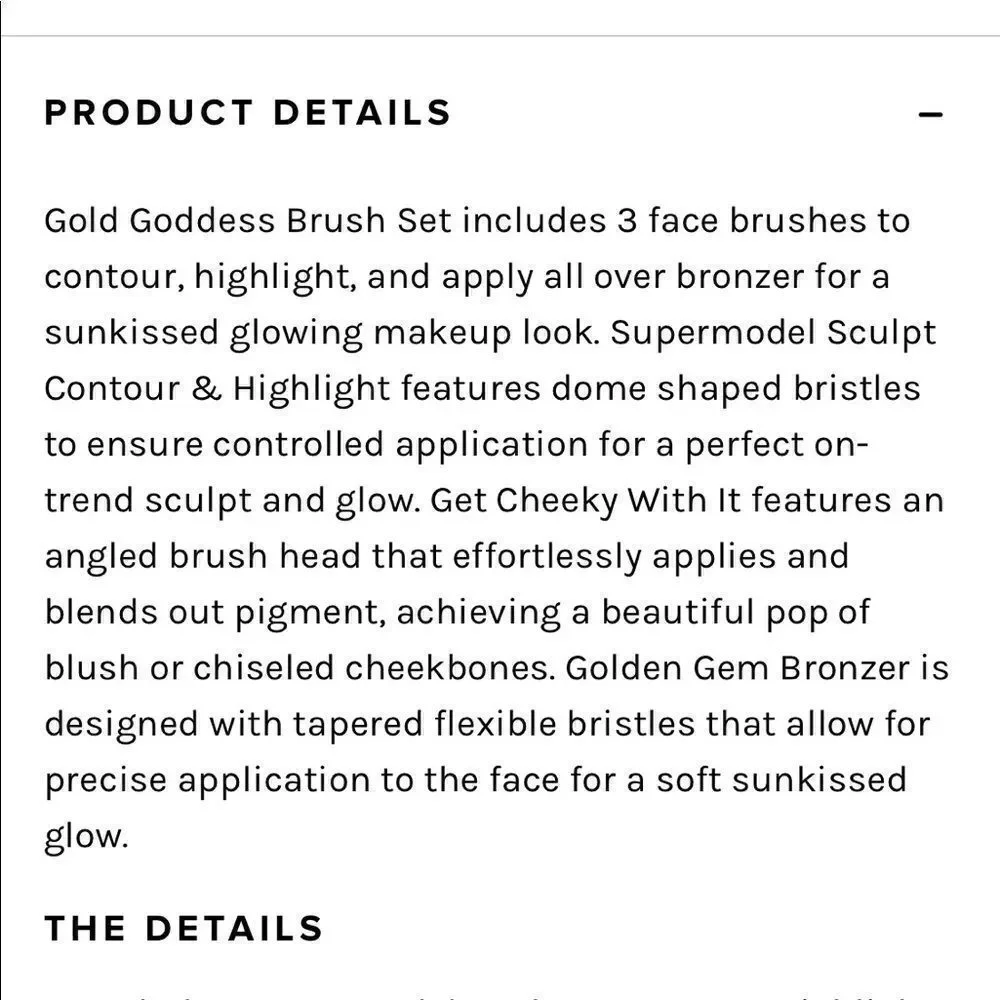 MOTD COSMETICS Gold Goddess Face Brush Set 3 pieces plus new Ipsy drawstring bag